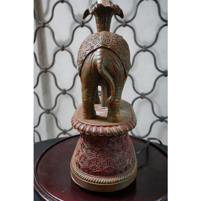1980s Vintage Asian Elephant Sculptural Table Lamp For Sale - Image 5 of 8