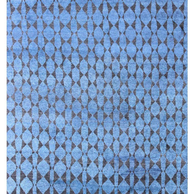 Tribal Large Moroccan Rug in All Over Design in Blue & Black 10'2'' X 13'8' For Sale - Image 3 of 7