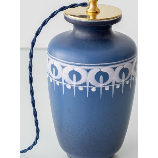 Vintage Blue and White Ceramic Table Lamps, 1970s, Set of 2 For Sale - Image 15 of 18