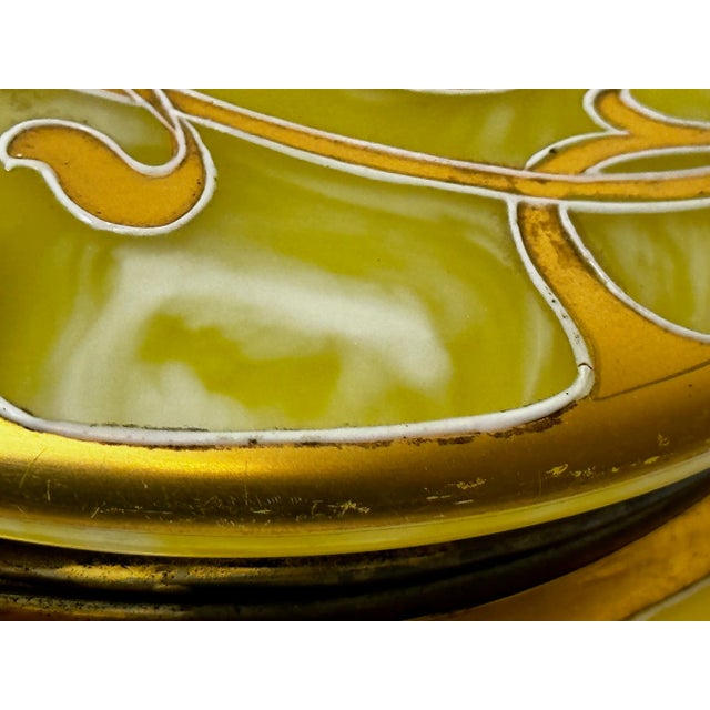 Early 1900s Antique Small Loetz Art Glass Yellow Golden Trinket Box For Sale - Image 6 of 11