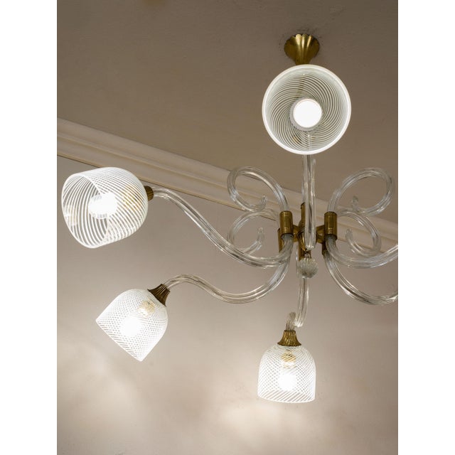 Large Six-Light Chandelier in Blown Murano Glass by Ercole Barovier, 1930s For Sale - Image 12 of 14