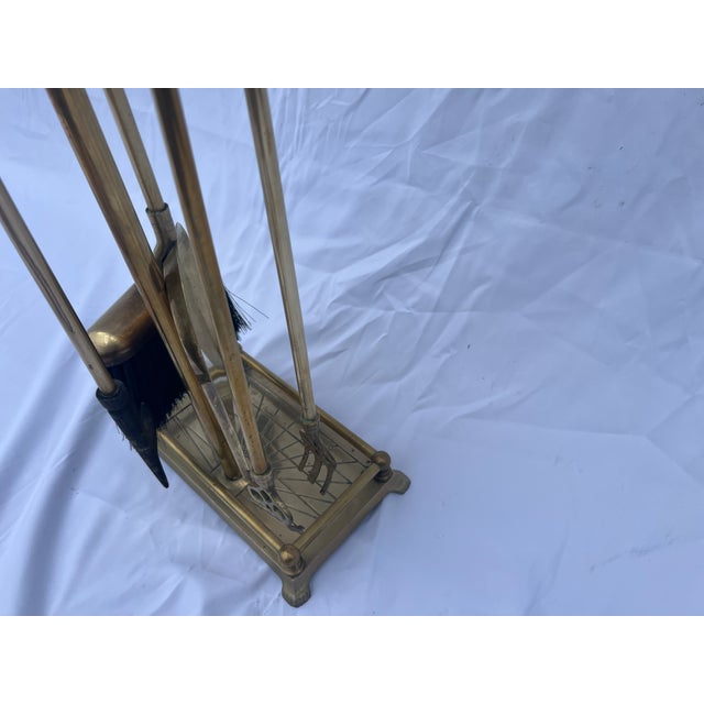 Metal VIntage Brass Mallard Duck Fireplace Tools With Stand- 5 Pieces For Sale - Image 7 of 8