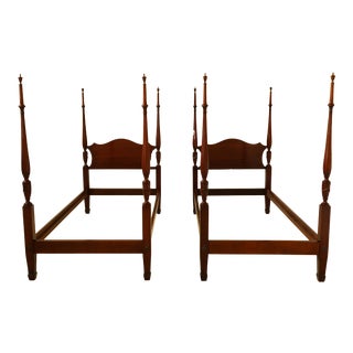 Pair Beacon Hill Vintage Federal Style Mahogany Twin Single Beds For Sale