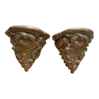 Set of Two Vintage Rococo Style Plaster Wall Accents For Sale