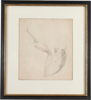 After Raphael, Figural Nude Study, Late 19th Century, Antique Drawing on Paper