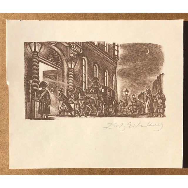 Fritz Eichenberg (1901 - 1990) lithograph illustration from the 1943 edition of Alexander Pushkin's 1833 novel "Eugene...