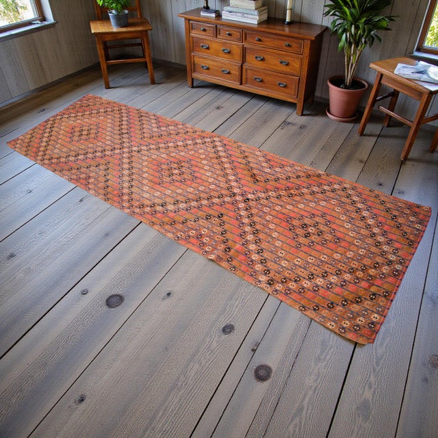 Woven in the 1970s on a village loom in the Denizli region of Turkey’s Aegean area, this long runner combines a sturdy...