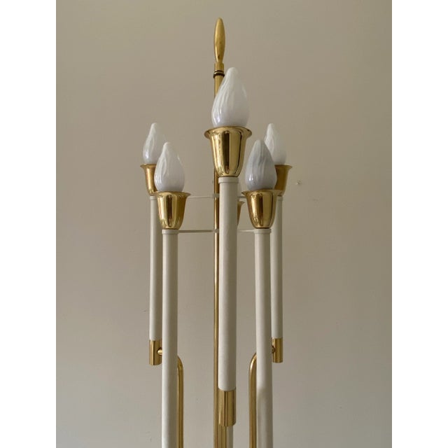 Mid 20th Century Vintage Tommi Parzinger Style Brass Plated Lamp With Marble Base For Sale - Image 5 of 12
