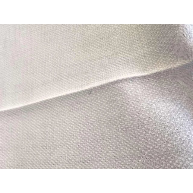 Off-white Antique French Heirloom Linen Hand Towel Monogram D Greek Key Wreath Jacquard Trousseau Linen Hemstitched Guest Towel Oversized For Sale - Image 8 of 9