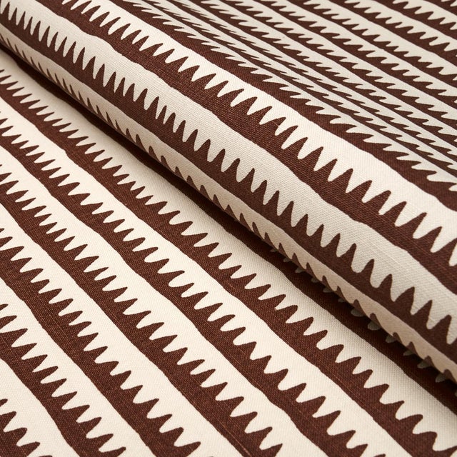 Asian Sample - Schumacher Corfu Stripe Fabric in Brown For Sale - Image 3 of 3