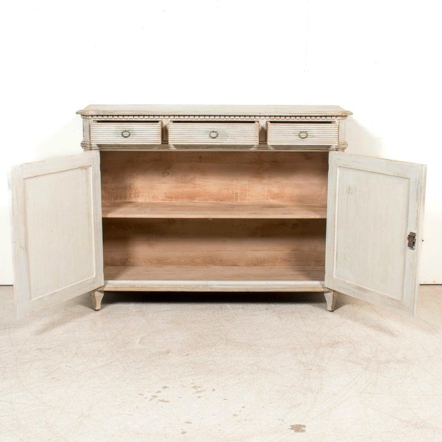 Handcrafted Gustavian Style Painted Buffet With Reeded Front For Sale - Image 9 of 17