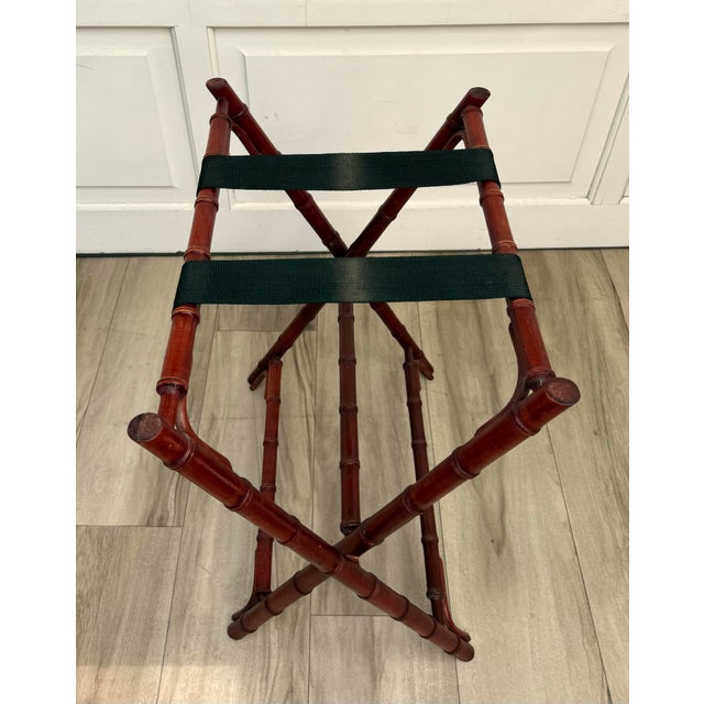 Vintage Faux Bamboo Folding Butler's Tray Table With Woven Cane Tray For Sale - Image 12 of 14