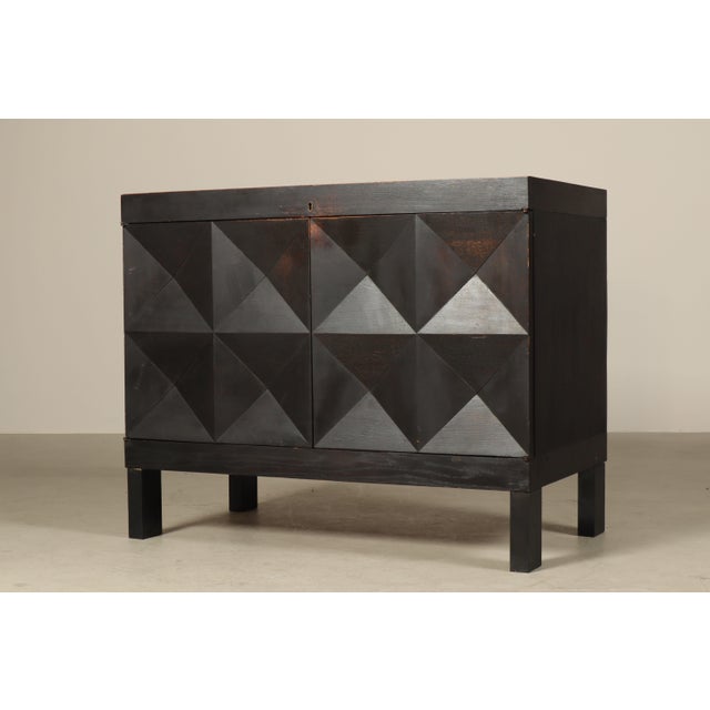 Brutalist Bar Cabinet in Ebonized Oak by Jean Batenburg for MI, Belgium, 1960s For Sale - Image 17 of 17