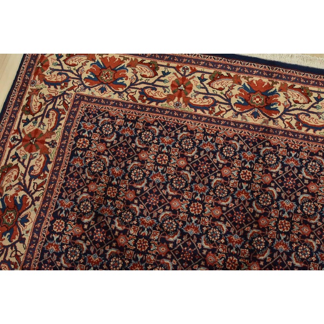 Sarouk Rug 6’5” X 8’4” Blue Wool Vintage Traditional Hand-Knotted Carpet For Sale In Philadelphia - Image 6 of 12
