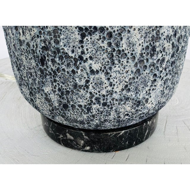 Stylish Made Goods Modern Blue Glazed Textured Lamont Table Lamp, lien fabric shade, showroom floor sample, black stone...