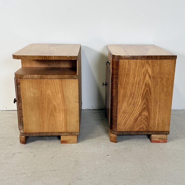 Art Deco Streamline Bedside Tables, 1950s, Set of 2 For Sale - Image 10 of 16
