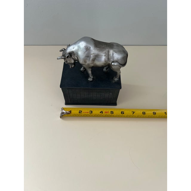 Vintage Bull & Bear Stock Market Bookends, Silver-Tone Metal For Sale - Image 11 of 15