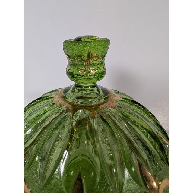 Traditional Rare, Eapg Antique Jefferson Glass Green Glass Covered Butter Dish, Iris With Meander Pattern, 1903 For Sale - Image 3 of 12