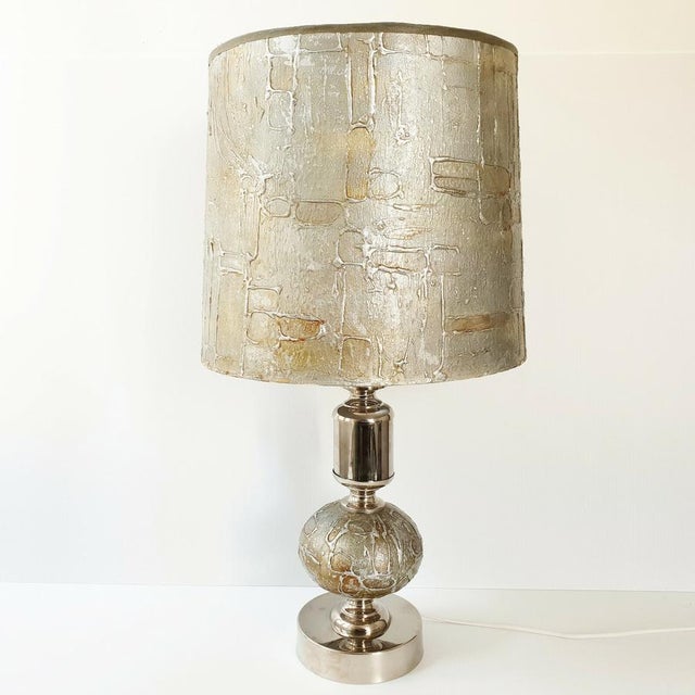 Space Age Table Lamp in Steel with Relief and Moire Reflections, 1970s For Sale - Image 12 of 12