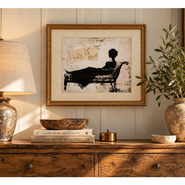 I Like It Here- Moody Inspirational Mixed Media- Woman Lounging For Sale In Austin - Image 6 of 6