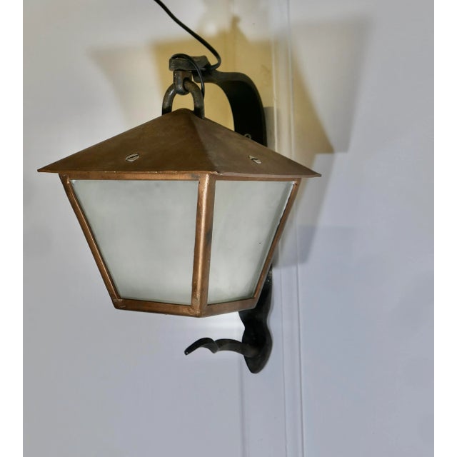 Metal Iron and Copper Wall Lantern, 1890s For Sale - Image 7 of 7