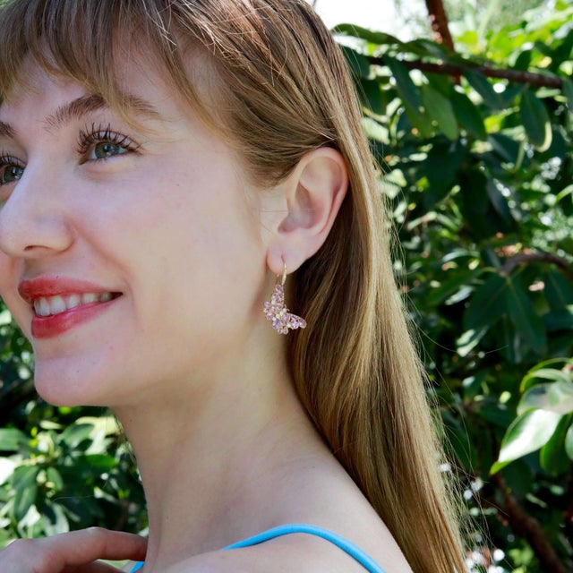 Nina Zhou 6.05ctw Butterfly Pink Sapphire & Diamond Drop Earrings For Sale In Los Angeles - Image 6 of 6