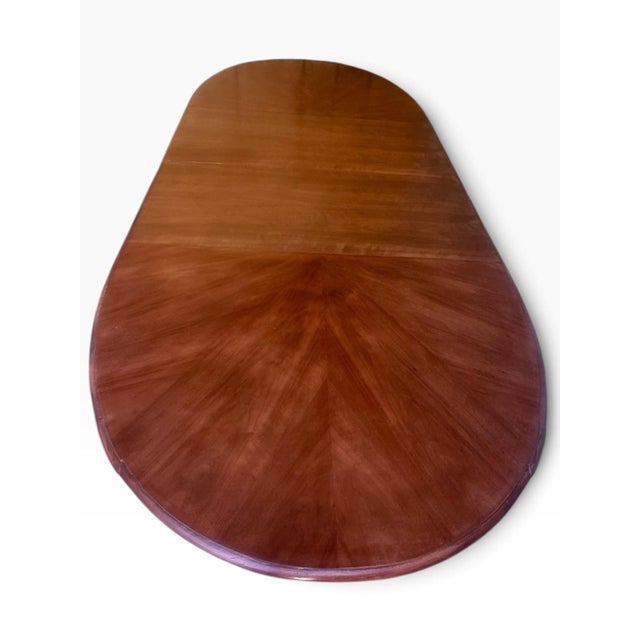 1970s Vintage Mid-Century Modern Refinished Oval Extension Dining Table With Two Leaves For Sale - Image 5 of 10