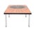 Vintage coffee table by Juliette Belarti. Chrome-plated metal base. Ceramic top with a radial pattern in charcoal, orange,...