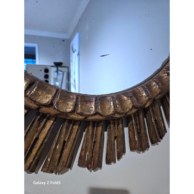 Spanish Vintage Spanish Giltwood Sunburst Mirror, 1940s-1960s For Sale - Image 3 of 6