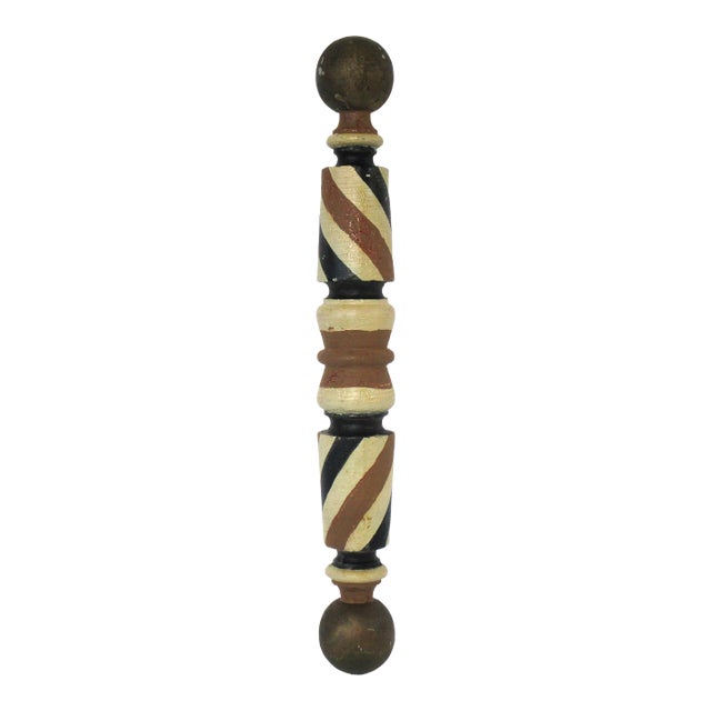 Vintage Folk Art Painted Small Barber Pole For Sale