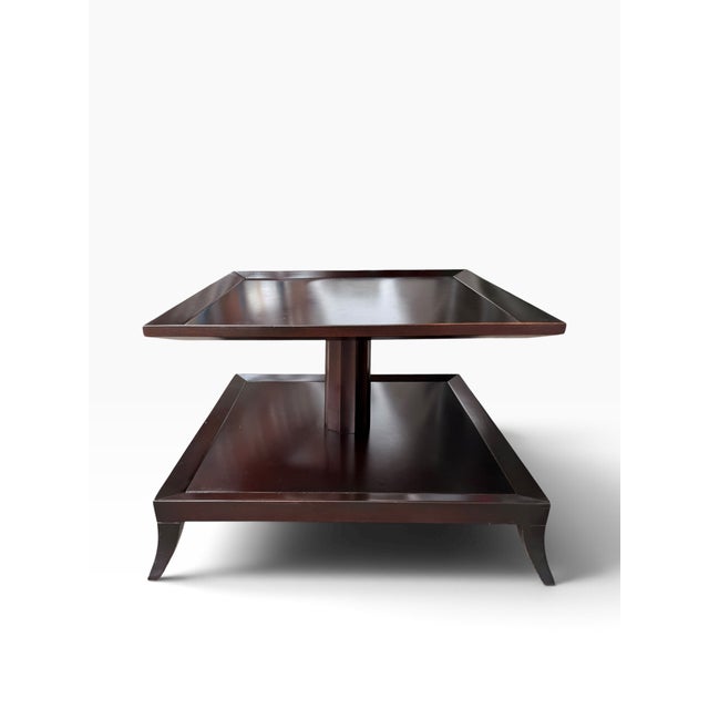 Pair of Barbara Barry for Baker Furniture Two-Tier Mahogany Side Tables For Sale In Boston - Image 6 of 17