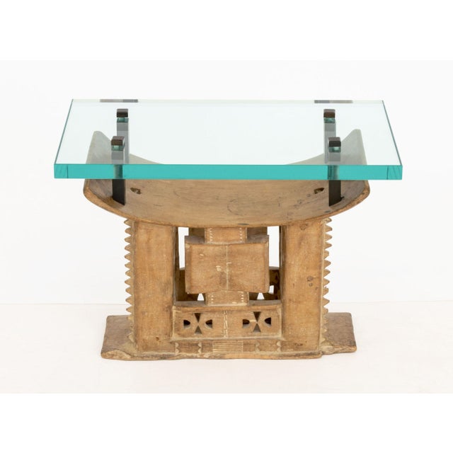 African Karl Springer African Stool Base Side Table, 1970s For Sale - Image 3 of 10