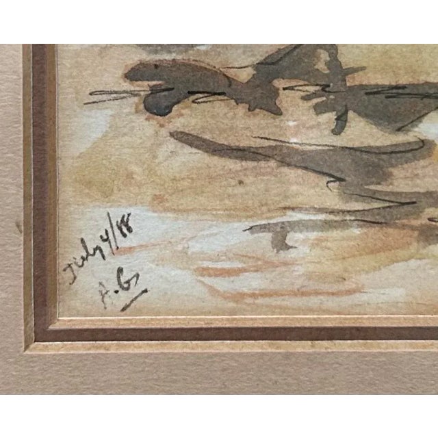 Vintage Spanish Style Architectural Watercolor in Gold Frame For Sale In Philadelphia - Image 6 of 7