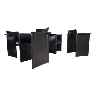 Solaria Leather Dining Chairs by Tito Agnoli for Arrben, 1970, Set of 4 For Sale