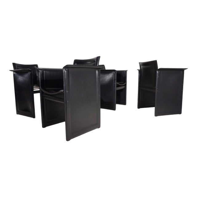 Solaria Leather Dining Chairs by Tito Agnoli for Arrben, 1970, Set of 4 For Sale