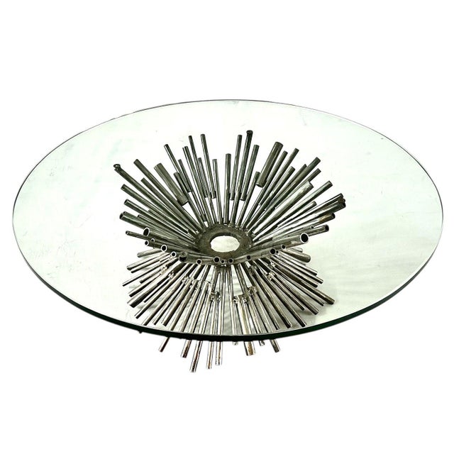 Silas Seandel Brutalist Tubular Coffee Table, 1970’s. Original Measures 15.5” tall 42” diameter