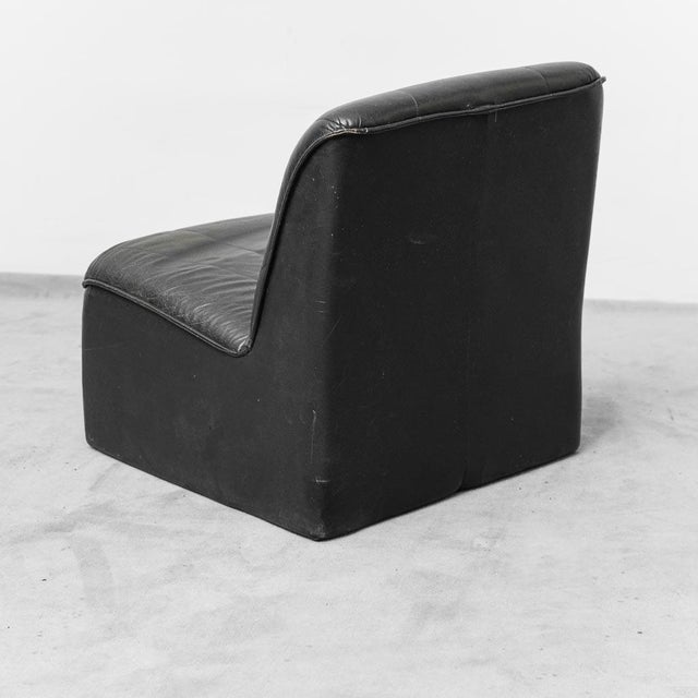 Black Modular Four-Seater Sofa in Black Eco-Leather, 1970s, Set of 4 For Sale - Image 8 of 15