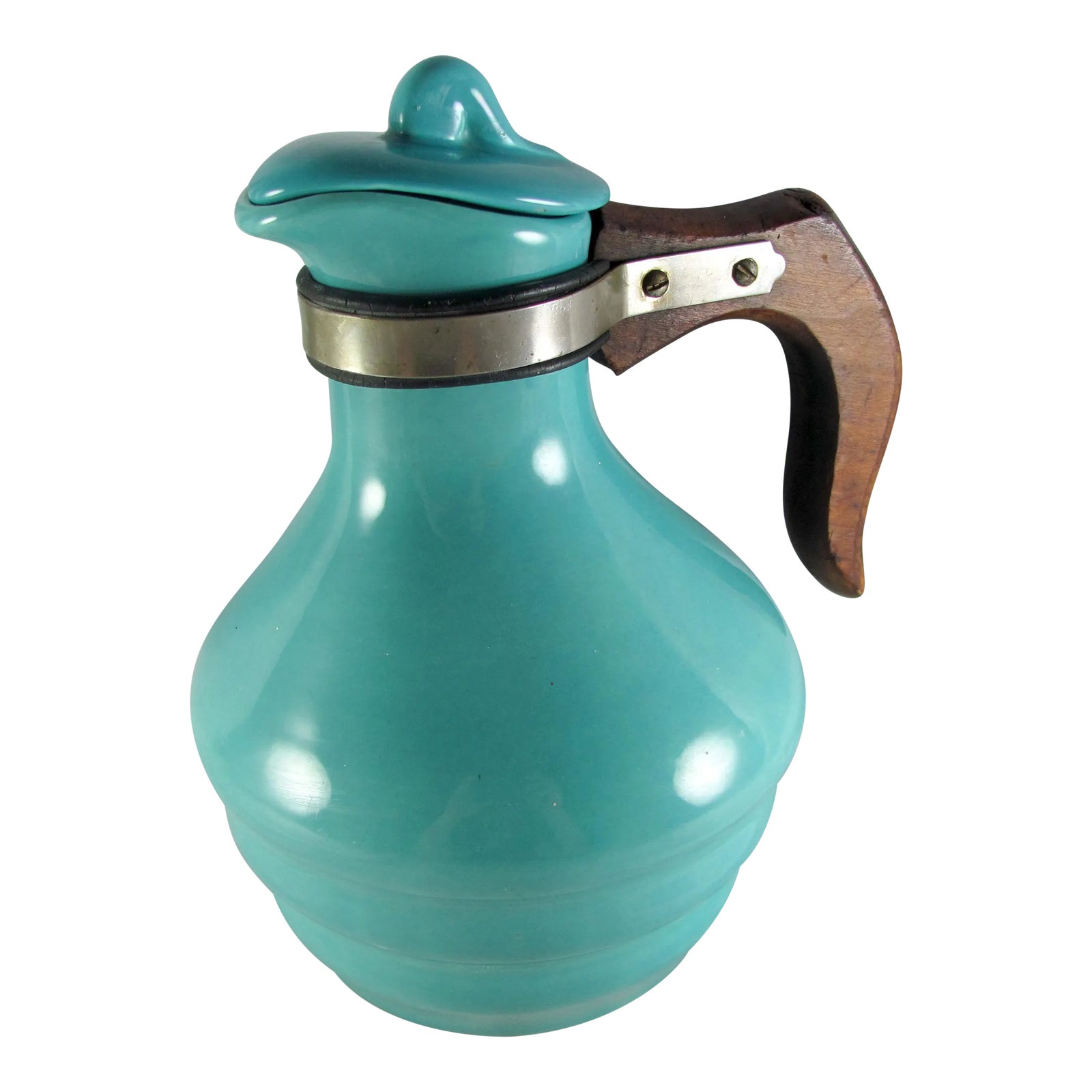 Mid Century American California Pottery Turquoise Blue Pitcher With