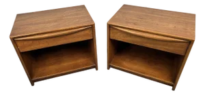 Pair of Mid 20th Century Modern Walnut Night Stands by Lane Furniture