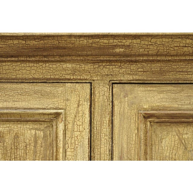 Rustic Antique French Country Farmhouse Beige Distressed Paint Kitchen Cupboard Cabinet For Sale - Image 3 of 13