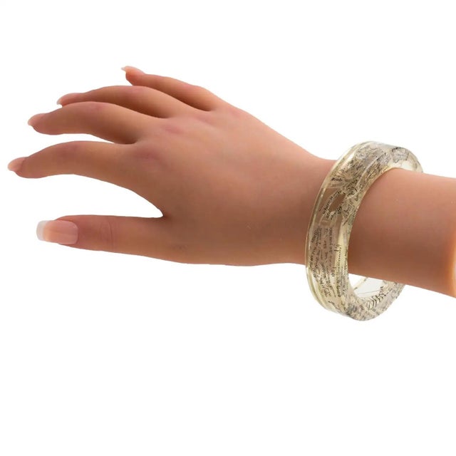 Plastic John Galliano Clear Acrylic Resin Bracelet Bangle with Newspaper Inclusions For Sale - Image 7 of 17