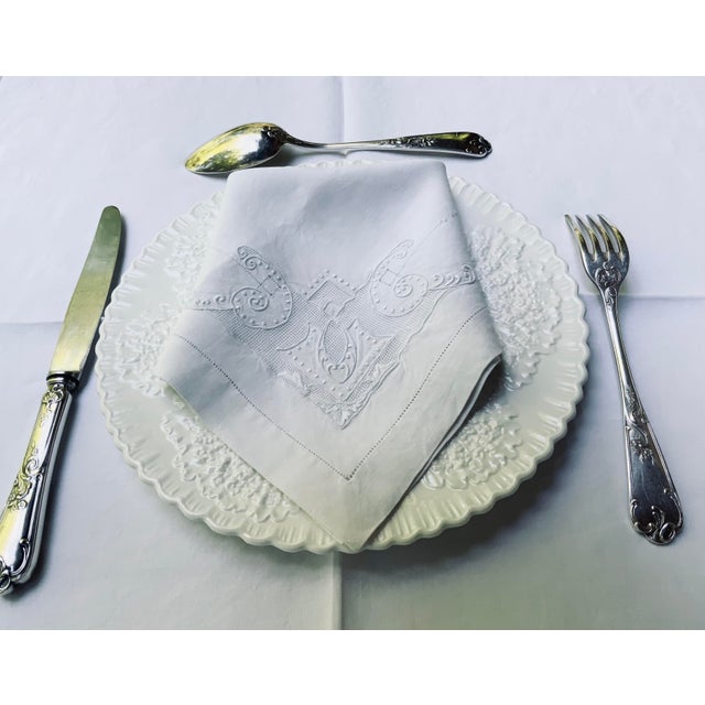 Antique French Linen Napkins, Set of 5, Hemstitched Ladderwork Embroidery, Circa 1900 For Sale - Image 14 of 15