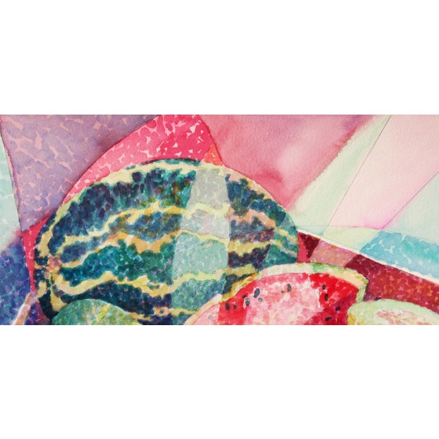 This artwork "Still Life with Watermelons and Cantaloupes" c.1980 is a watercolor on heavy watercolor paper by California...