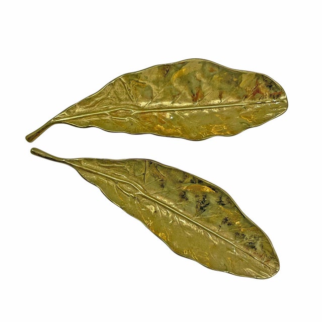 Vintage Brass Tobacco Leaf Dishes - A Pair For Sale - Image 4 of 12