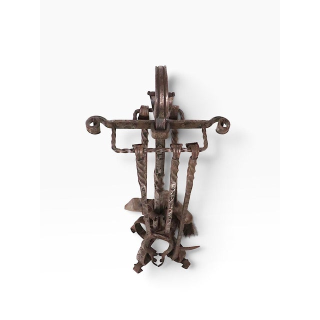 Vintage Arts and Crafts Spanish Style Fireplace Tool Set For Sale - Image 10 of 11