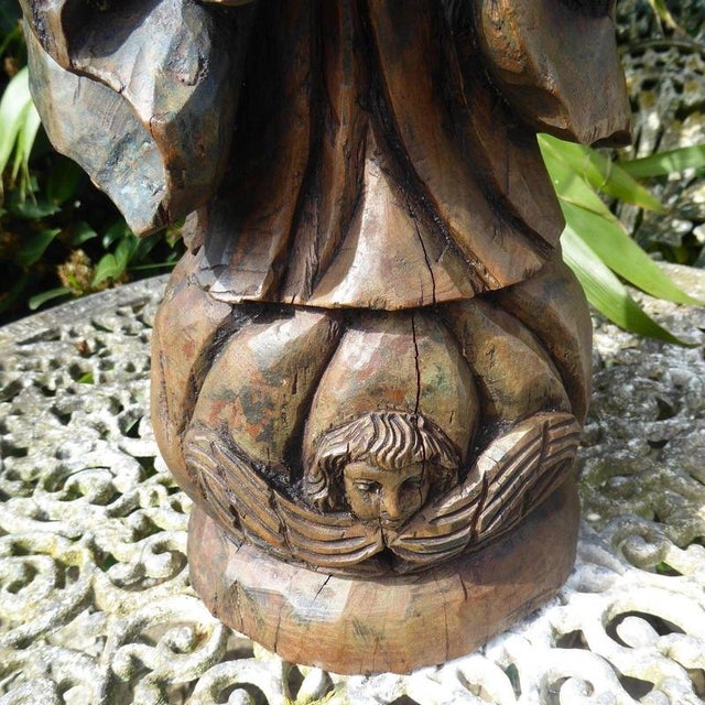 Antique Religious Carved Oak Saint Figure Statue, 1820 For Sale - Image 15 of 18