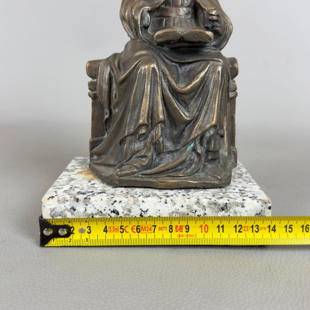 20th Century Sacred Religious Figure Saint with Book in Bronze with Marble Base For Sale - Image 9 of 11