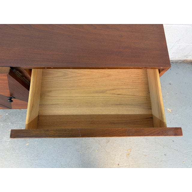 Mid 20th Century Modern American of Martinsville Walnut "Diamond" Triple Lowboy Dresser For Sale - Image 12 of 16