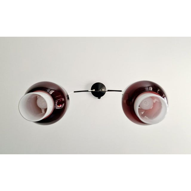 Scandinavian Double Ceiling Light in White Opaline and Amethyst Glass, 1960s For Sale - Image 13 of 18