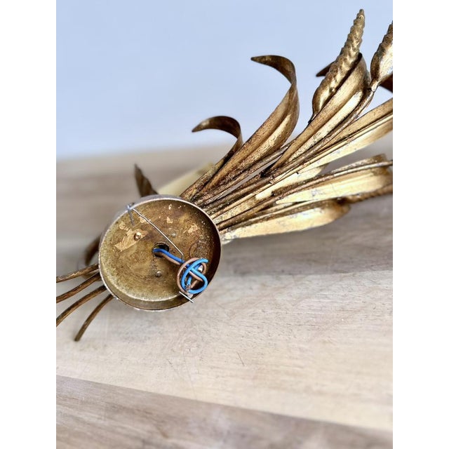 Gold Vintage Gilt Metal Wheat Sheaf Wall Sconce, France, 1960s For Sale - Image 8 of 13